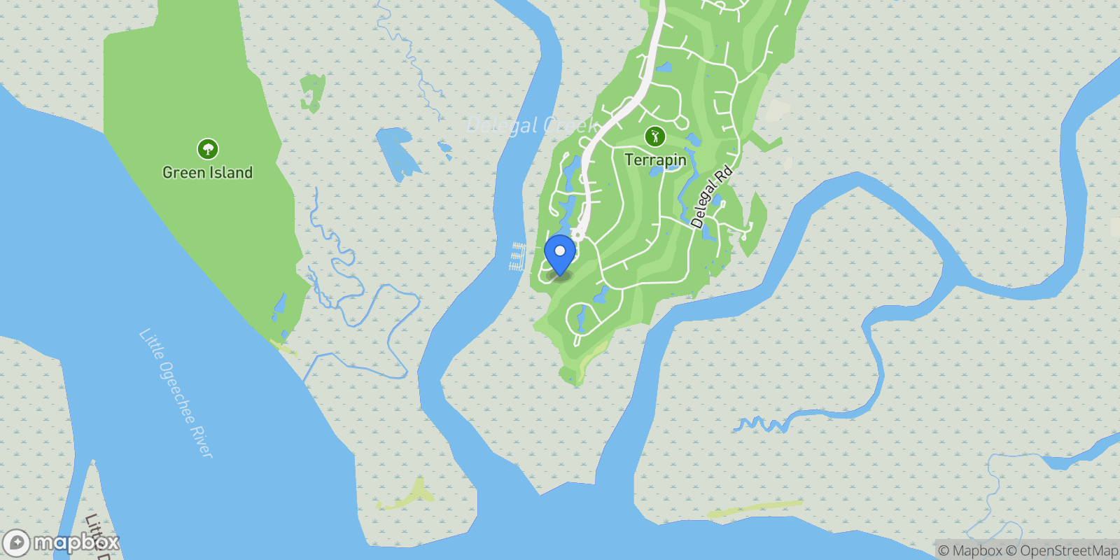 Map showing 15 Marina Drive, Savannah, Georgia, United States.