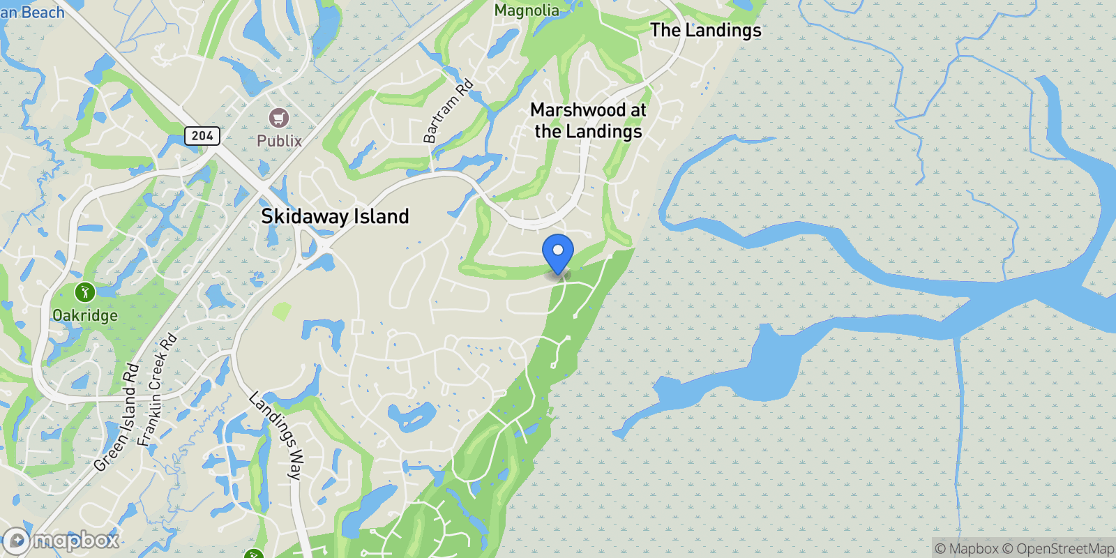 Map showing 152 Mercer Road, Savannah, Georgia, United States.