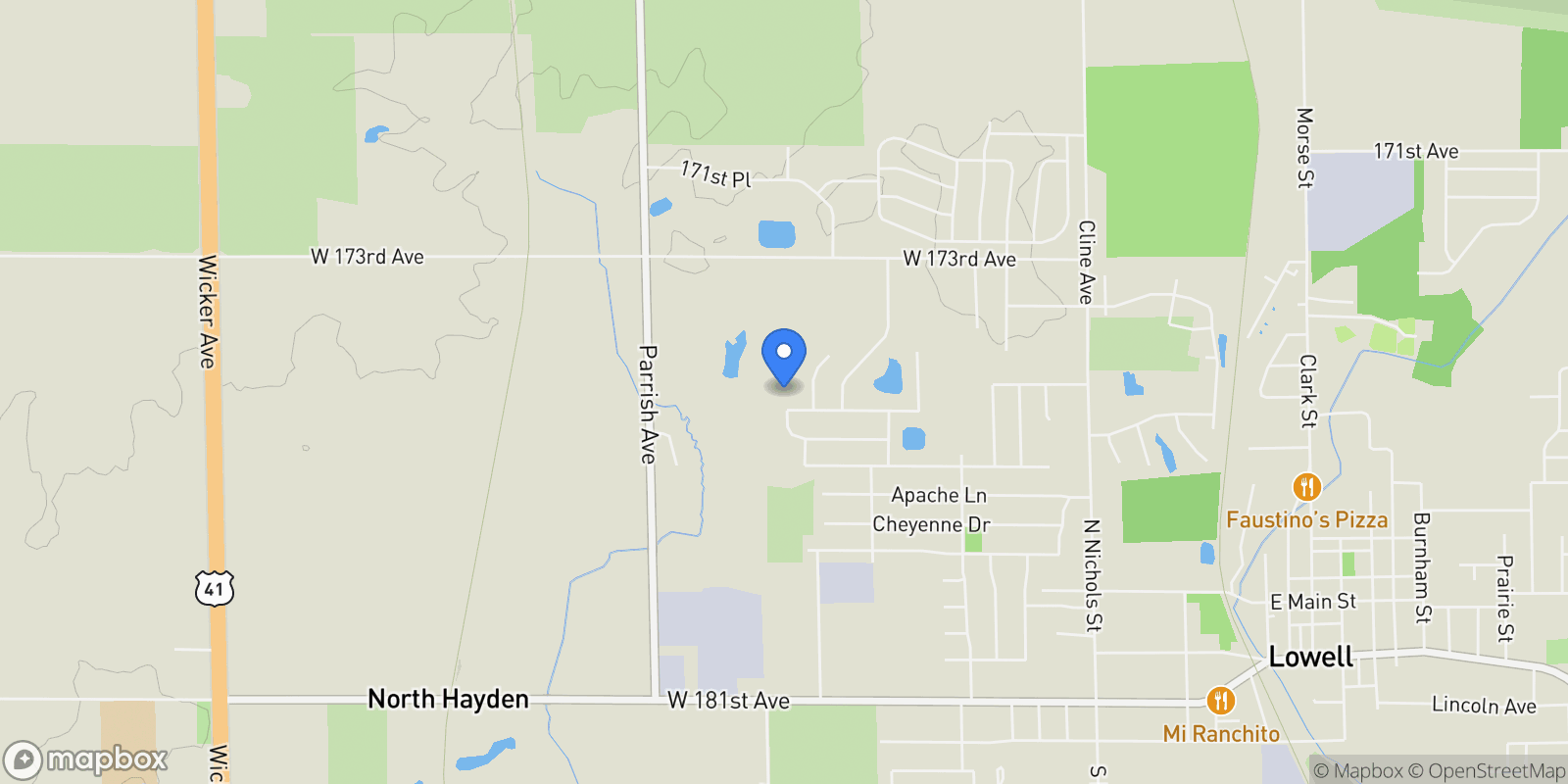 Map showing 615 Debra Kay Drive , Lowell, IN 46356, Cedar Lake, Indiana, United States.