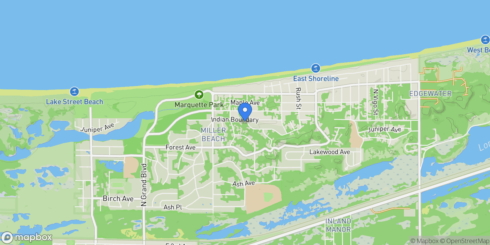Map showing 7525 Indian Boundary, Gary, IN 46403, Gary, Indiana, United States.