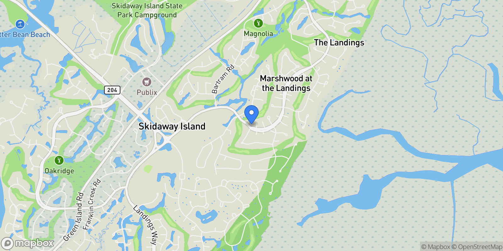Map showing 1 Christie Lane, Savannah, Georgia, United States.