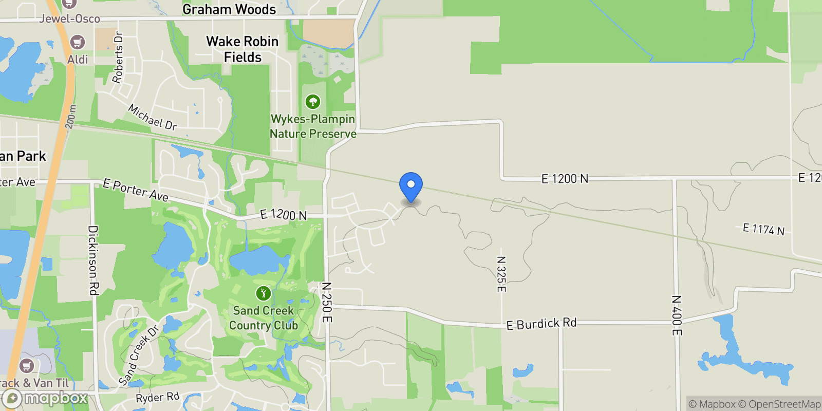 Map showing 2230 Redwood Lane, Chesterton, IN 46304, Porter, Indiana, United States.