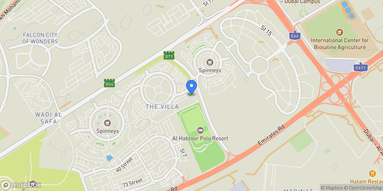 Map showing Hacienda, Hacienda
            , Dubai, Dubai, Dubai, United Arab Emirates.