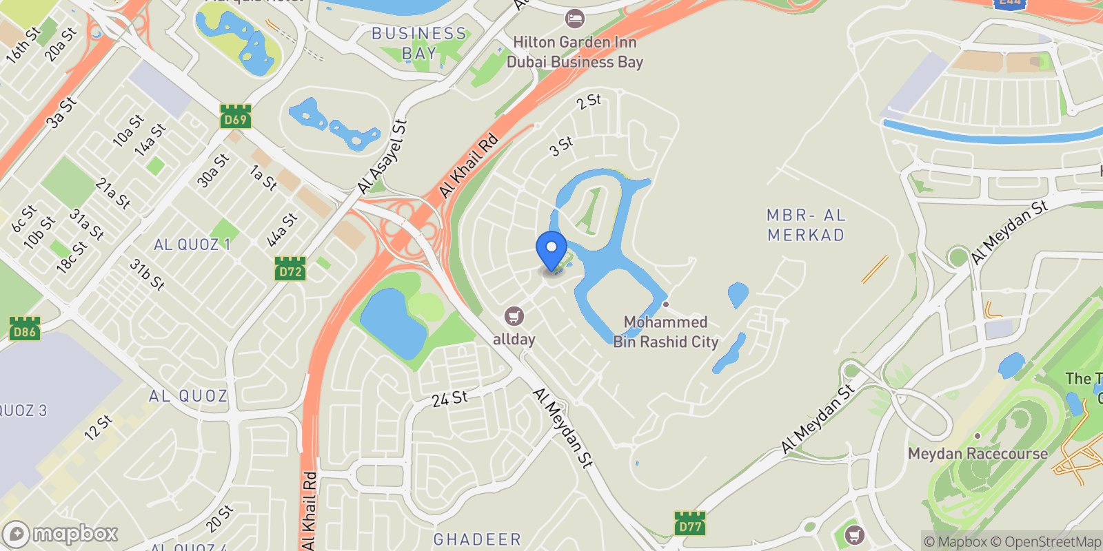 Map showing District One Villas, District One
            , Dubai, Dubai, Dubai, United Arab Emirates.