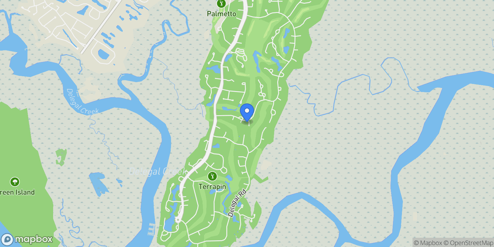 Map showing 1 Quahog Lane, Savannah, Georgia, United States.