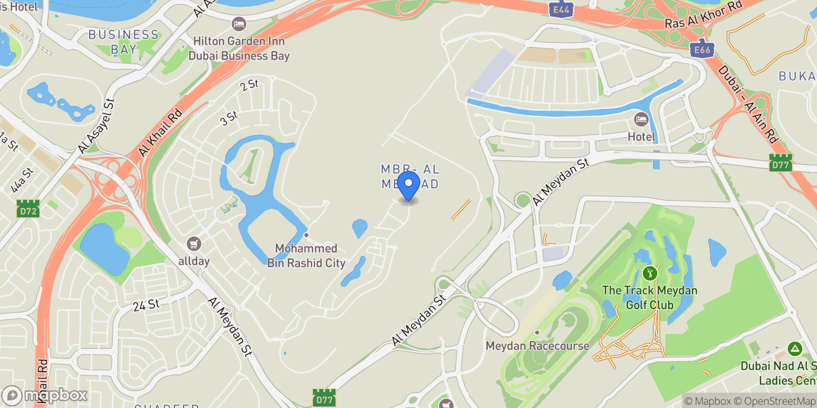 Map showing District One Villas, District One
            , Dubai, Dubai, Dubai, United Arab Emirates.