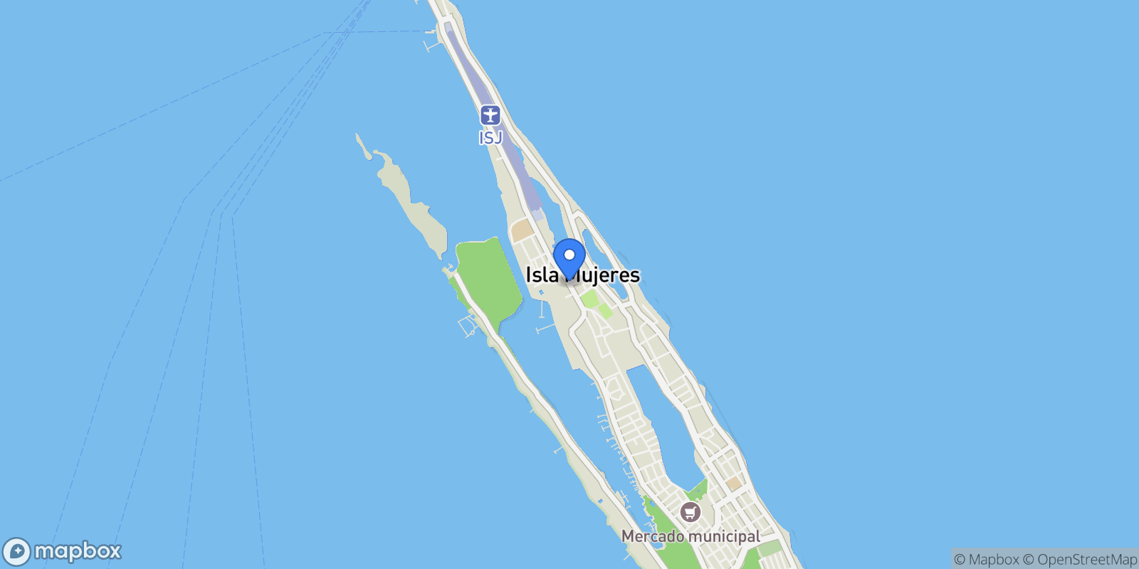 Map showing Isla Mujeres, Quintana Roo, Mexico.