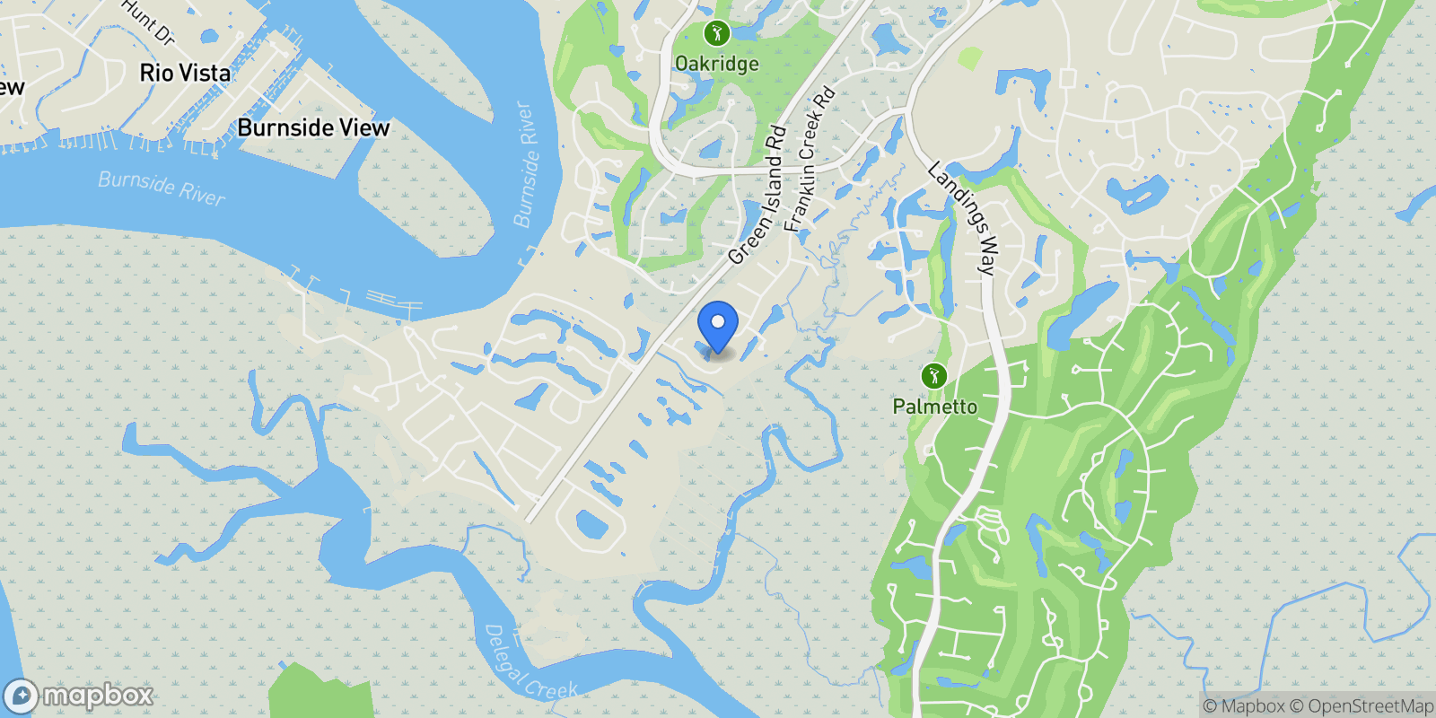 Map showing 136 Saltwater Way, Savannah, Georgia, United States.