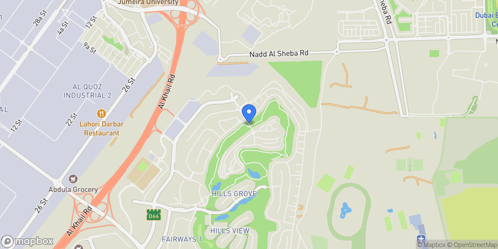 Map showing Emerald Hills, Emerald Hills
            , Dubai, Dubai, Dubai, United Arab Emirates.