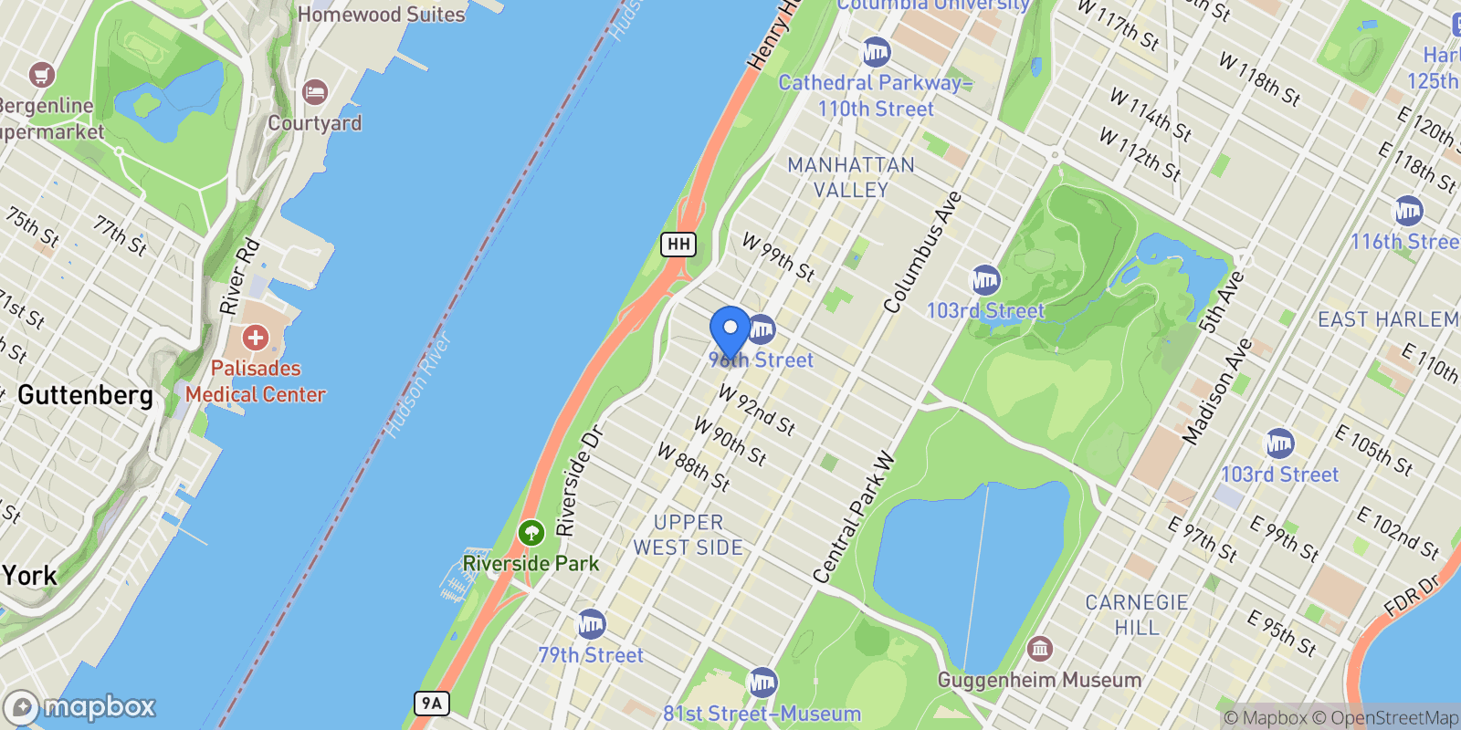 Map showing 2505 BROADWAY, New York, New York, United States.