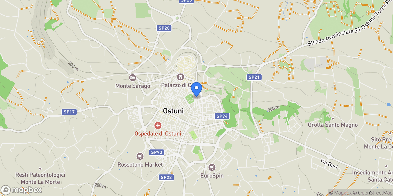Map showing Ostuni, Apulia, Italy.