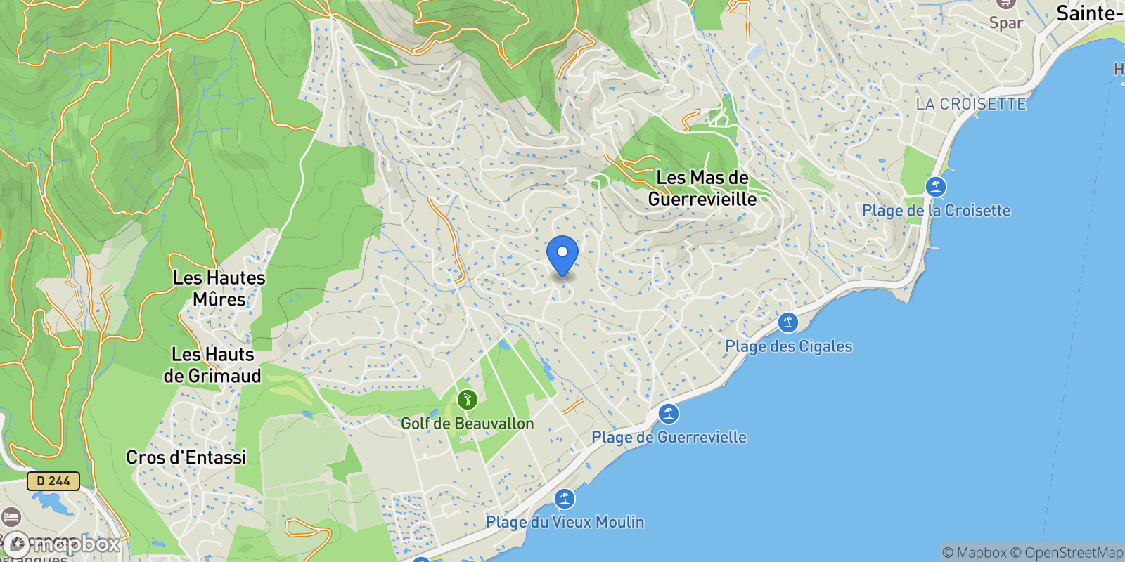Map showing Grimaud, Provence-Alpes-Côte d'Azur, France.