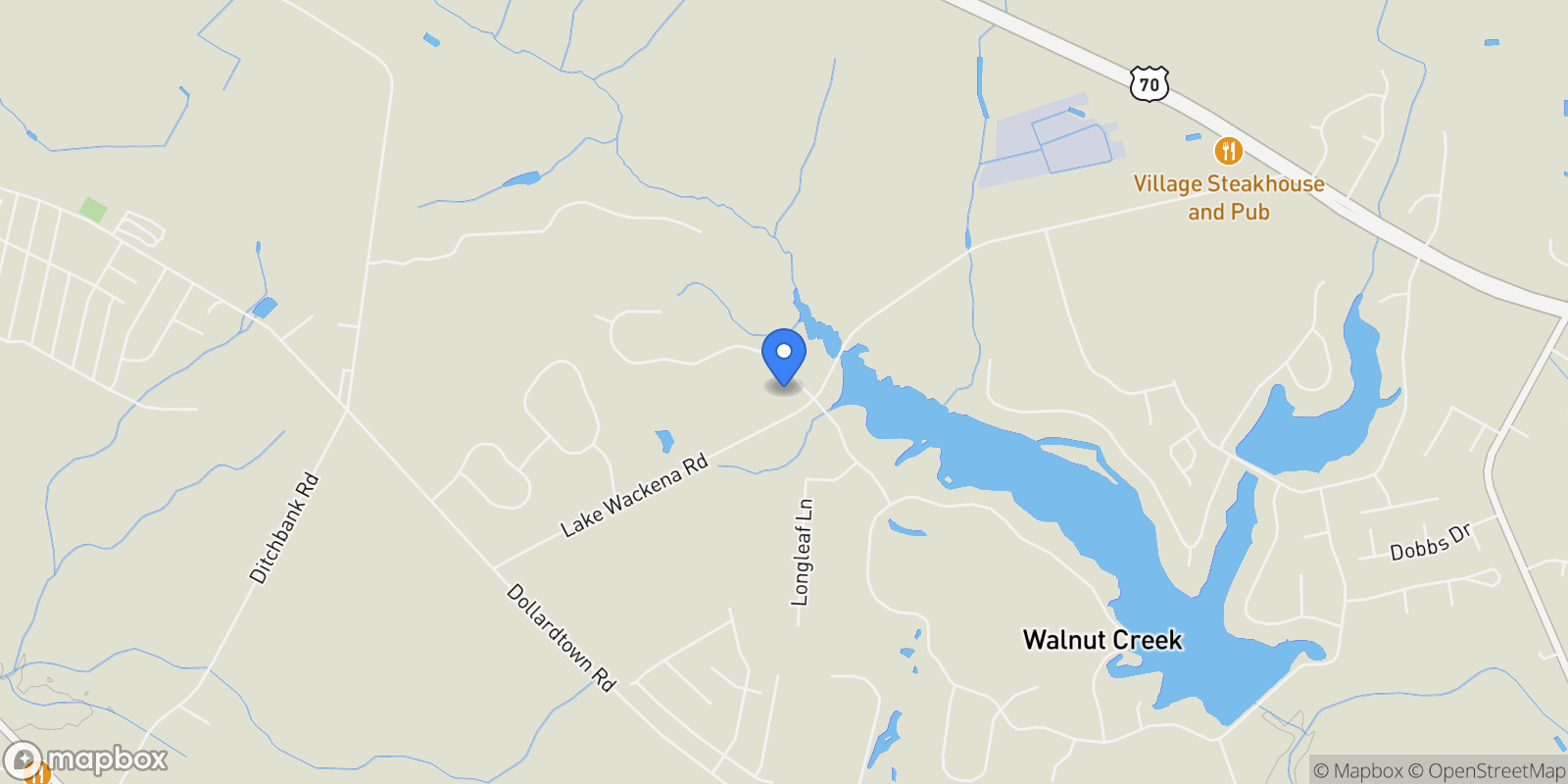 Map showing 672 Lake Wackena Road, Goldsboro, North Carolina, United States.