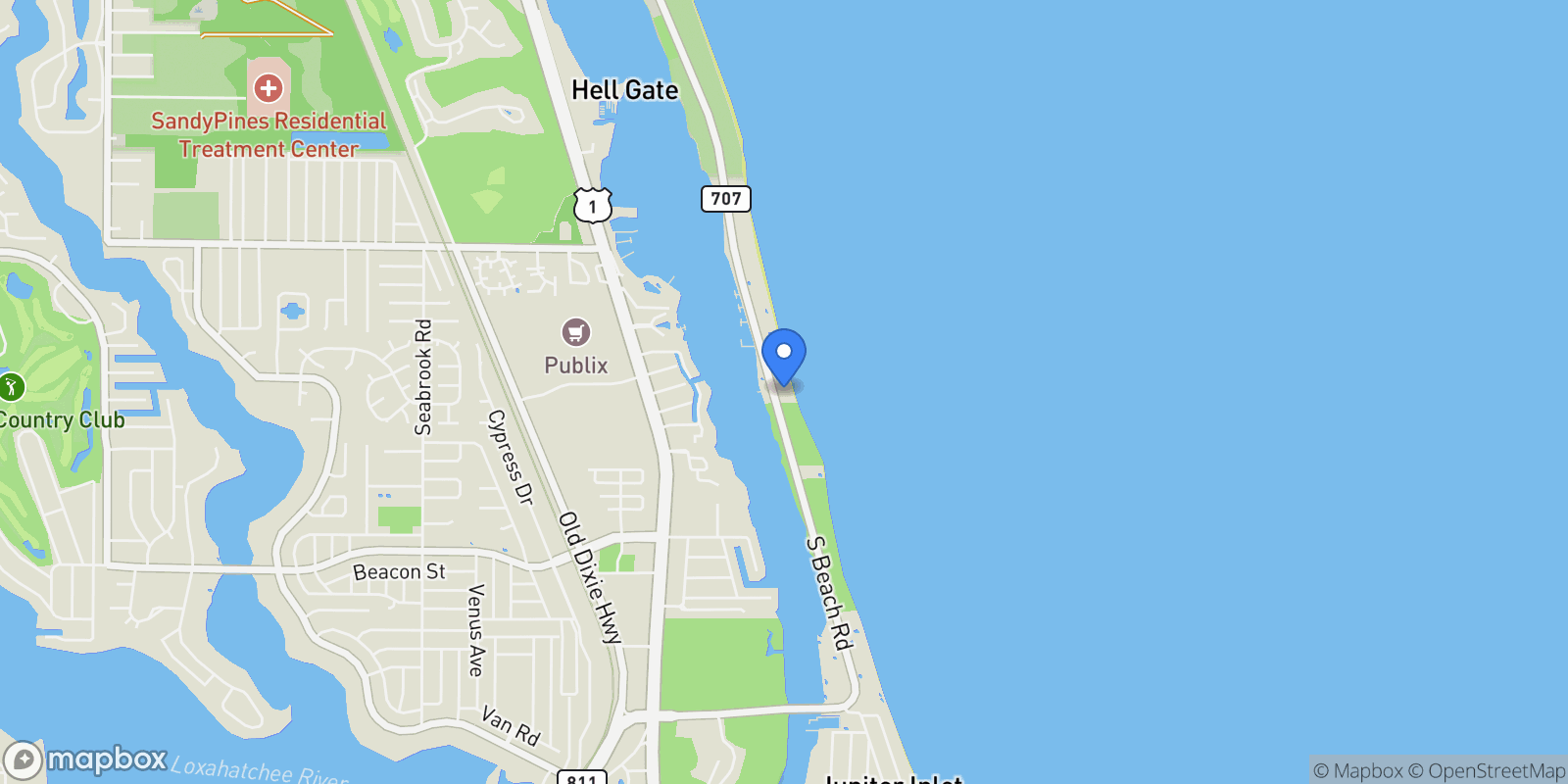 Map showing 19670 Beach Rd 314, Tequesta, Florida, United States.