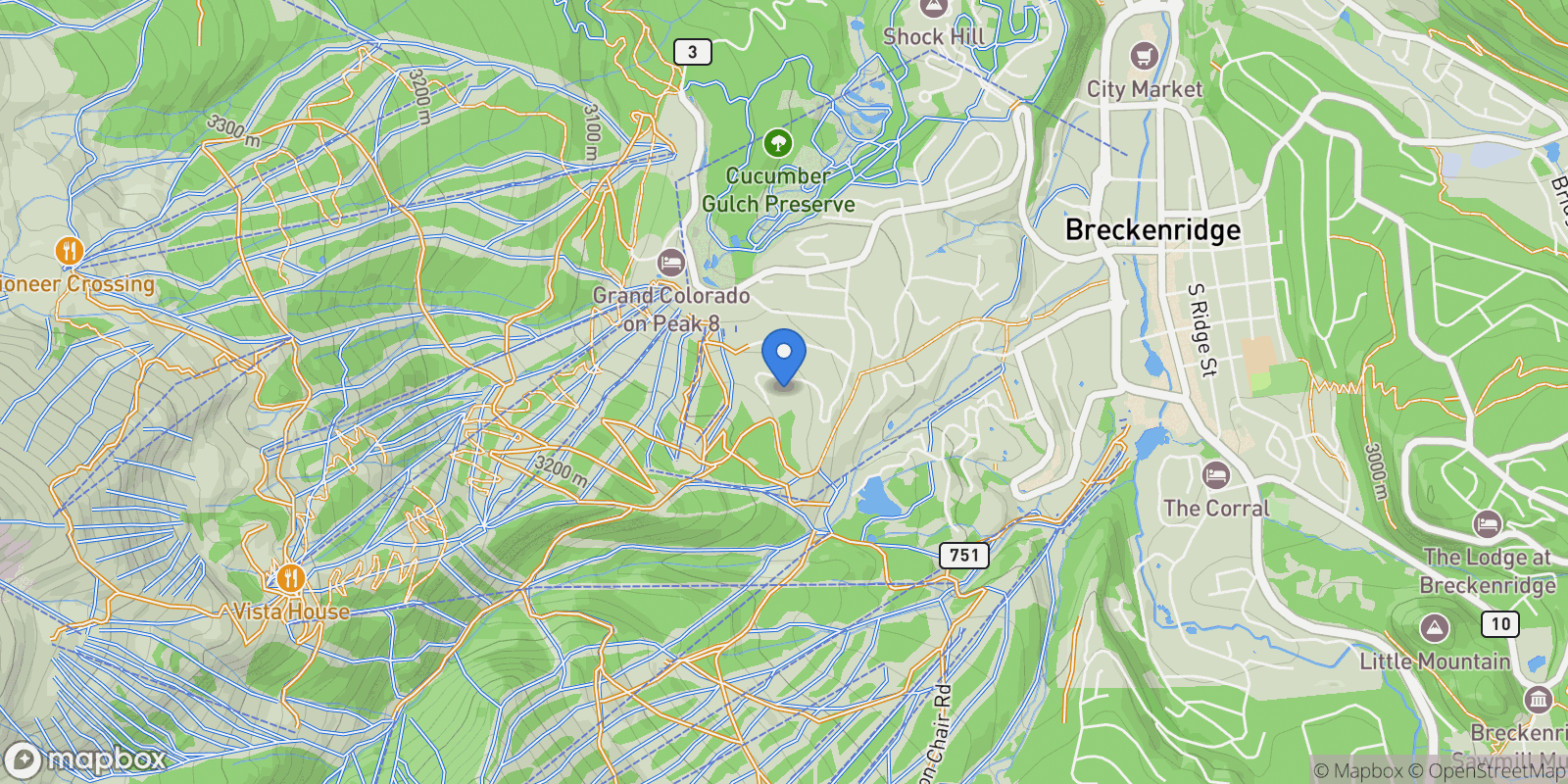 Map showing 325 TIMBER TRAIL ROAD, Breckenridge, CO, 80424, USA, Breckenridge, Colorado, United States.
