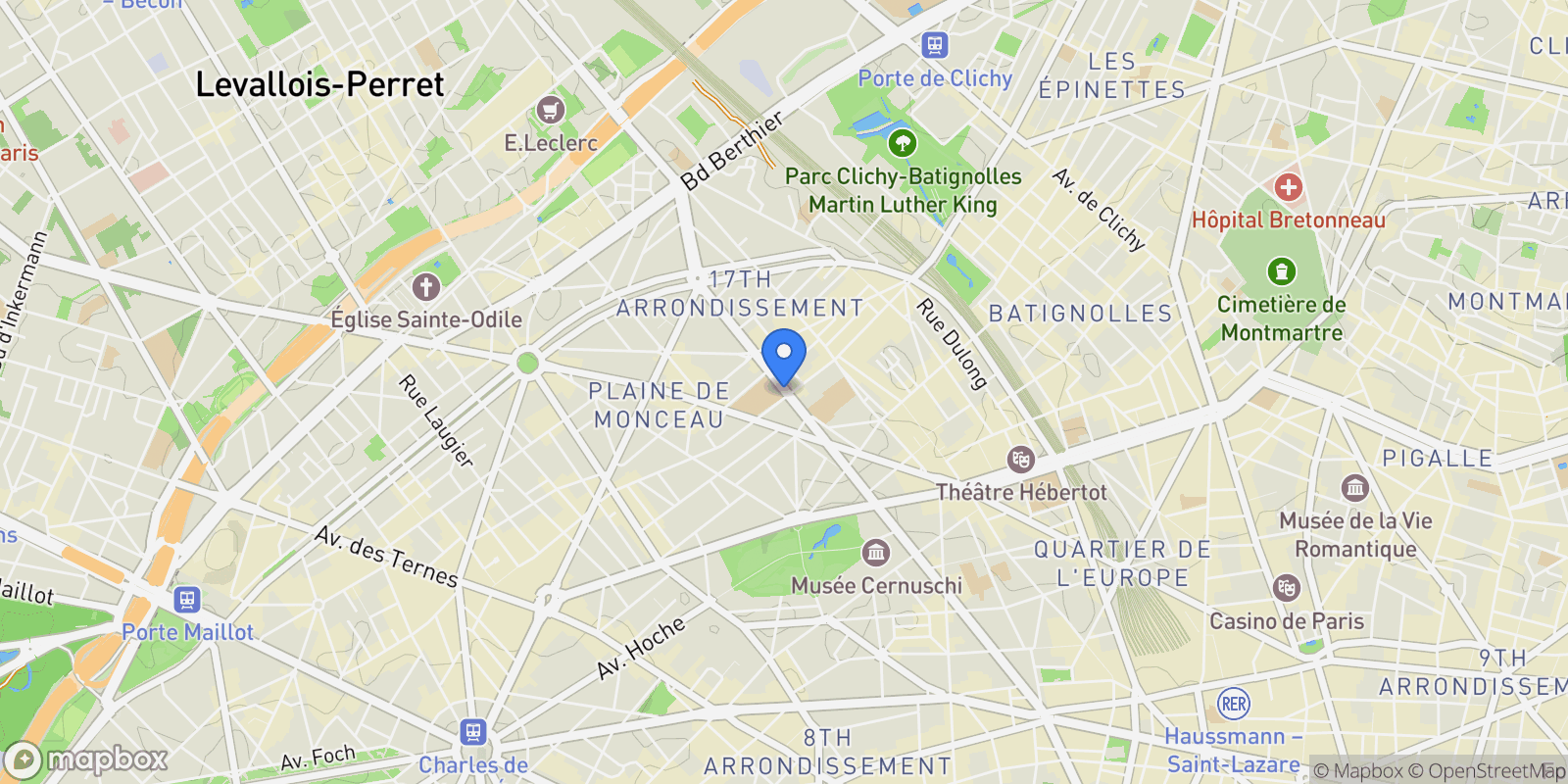 Map showing Paris, Île-de-France, France.
