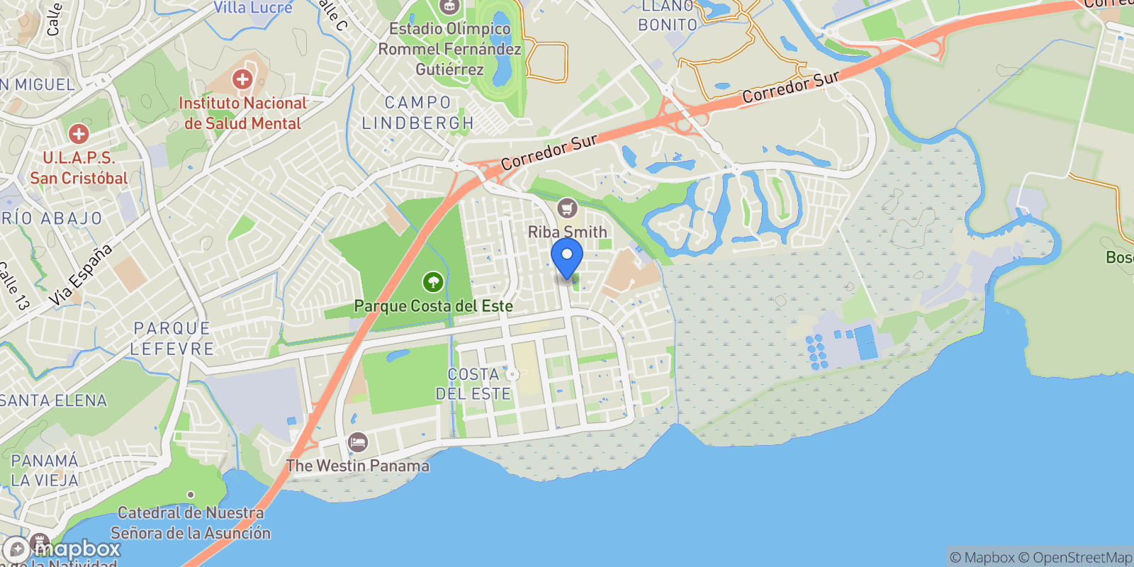 Map showing Panama City, Panama, Panama.