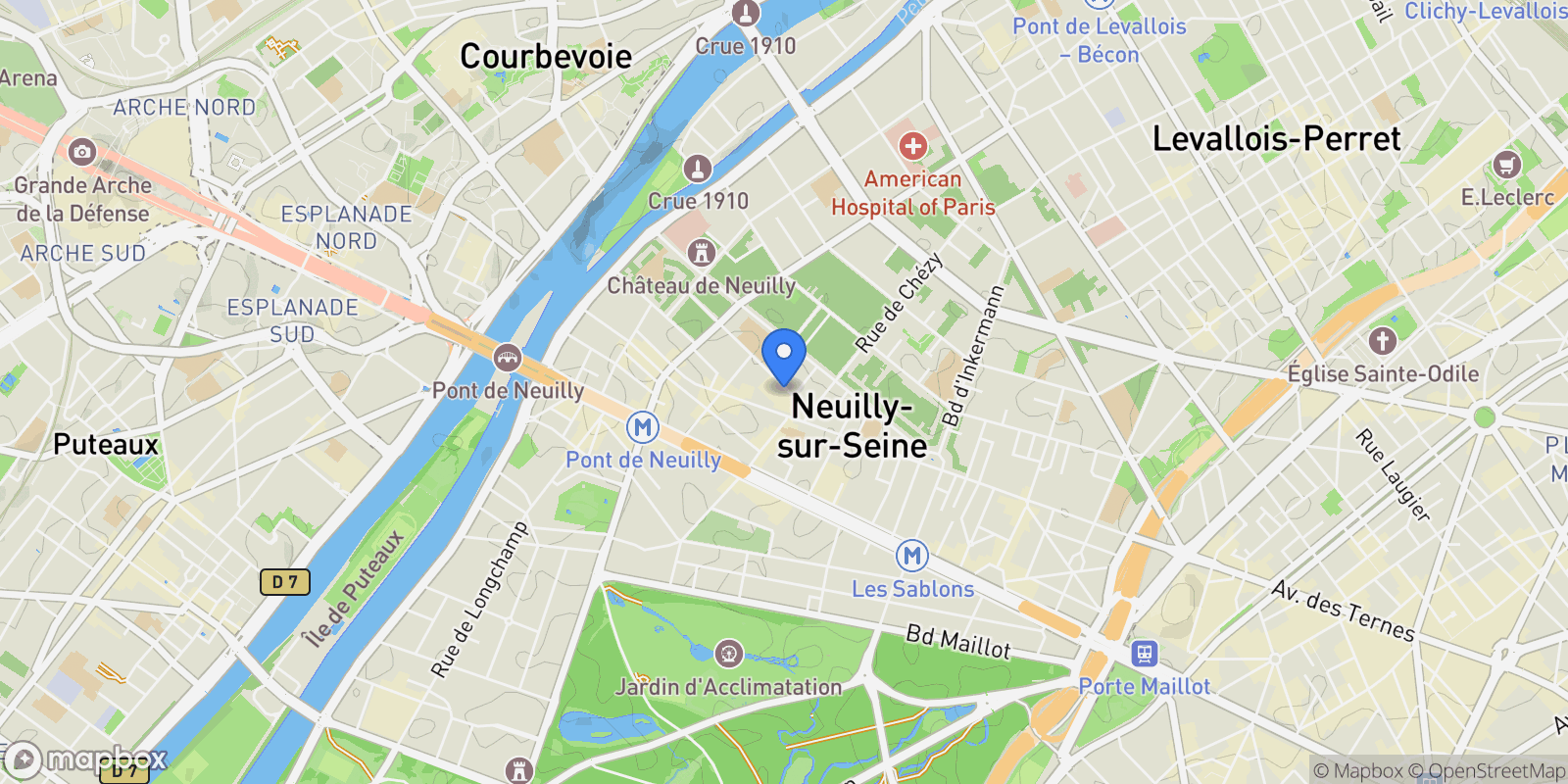 Map showing Neuilly-sur-Seine, Île-de-France, France.