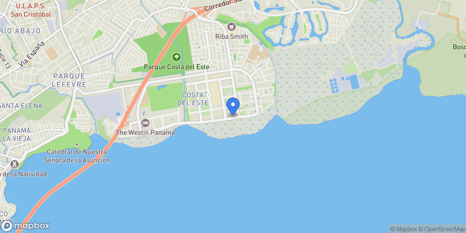 Map showing Panama City, Panama, Panama.