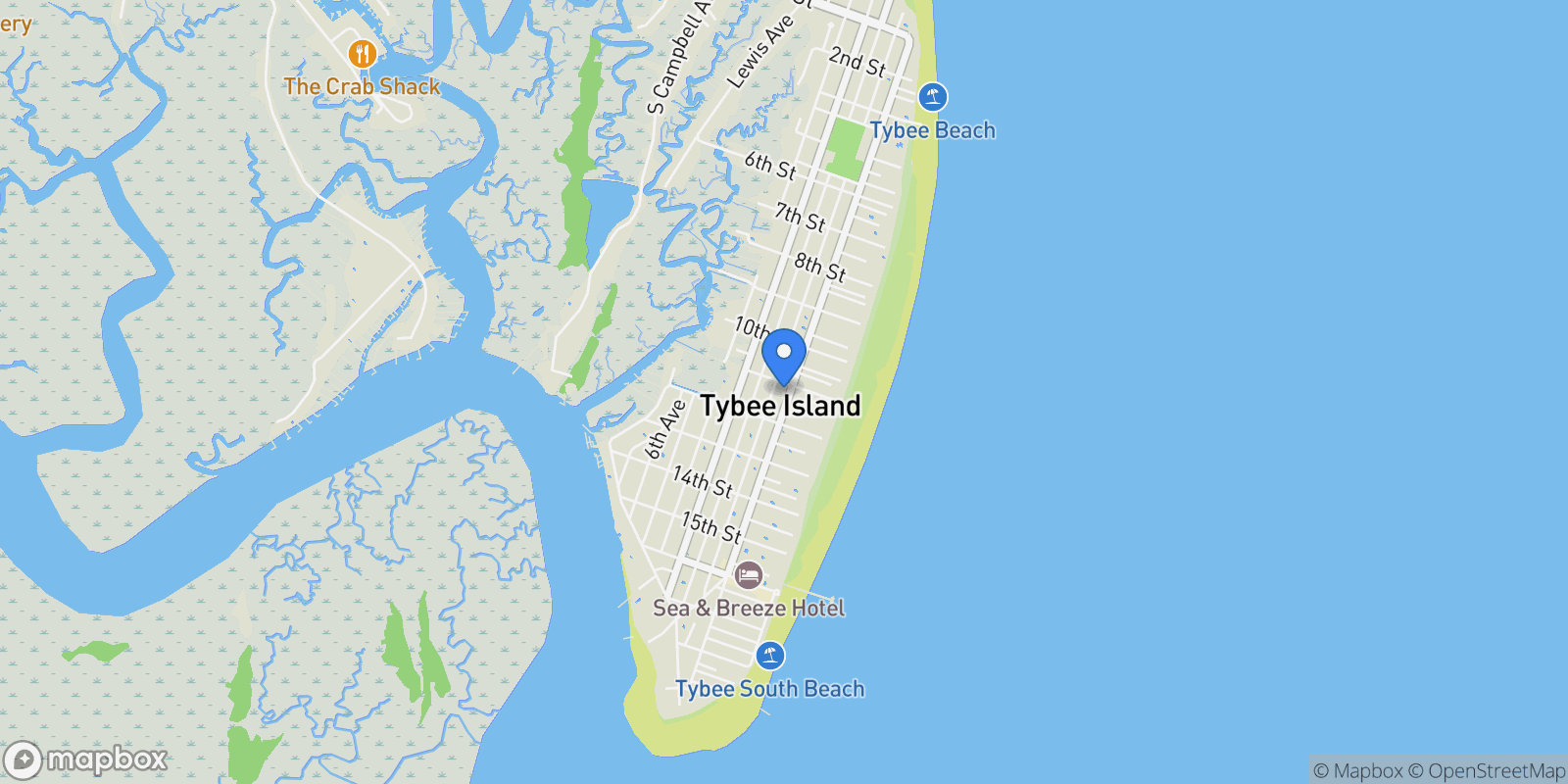Map showing 1103 Butler Avenue, Tybee Island, Georgia, United States.