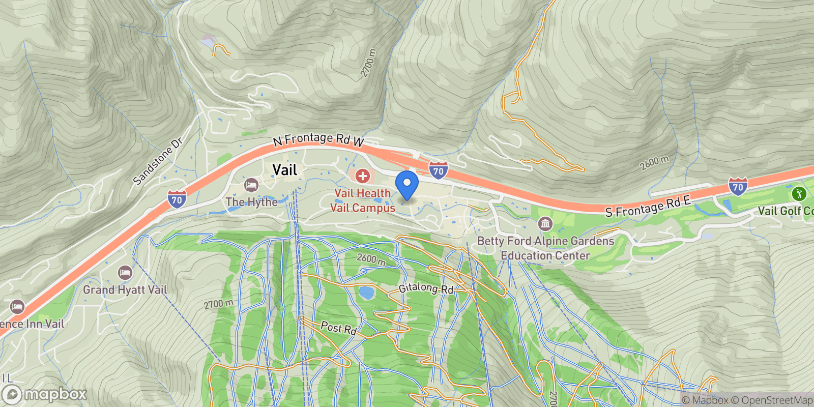 Map showing 17 Vail Road, #1, Vail, CO, 81657, USA, Vail, Colorado, United States.