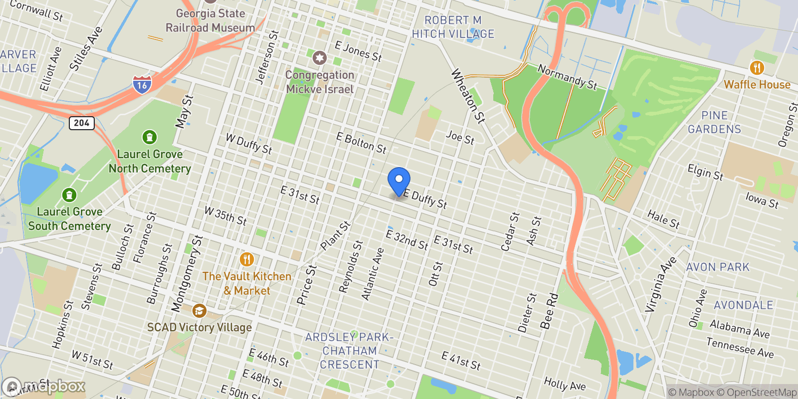 Map showing 706 E Henry Street, Savannah, Georgia, United States.
