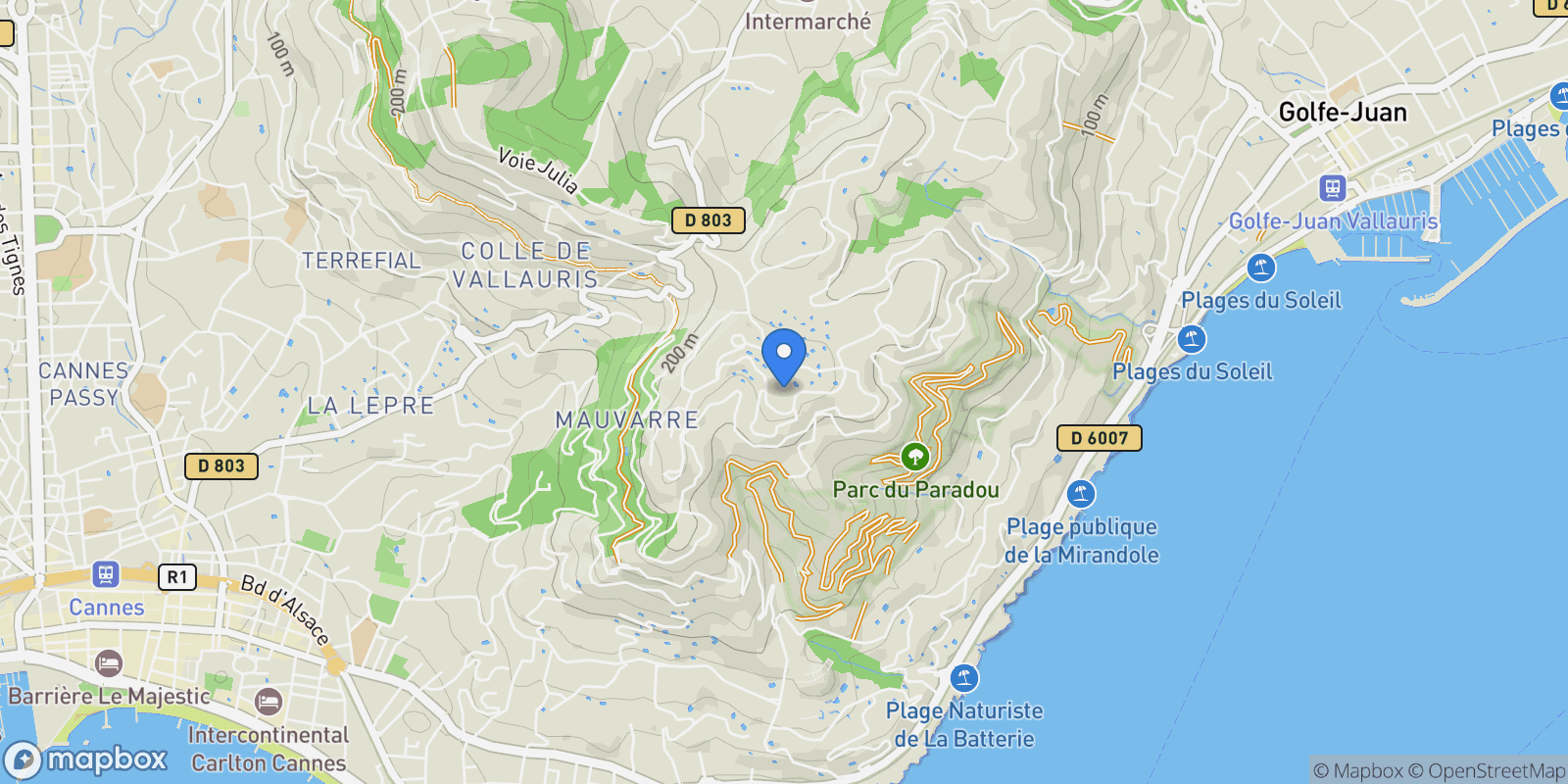 Map showing Vallauris, Provence-Alpes-Côte d'Azur, France.