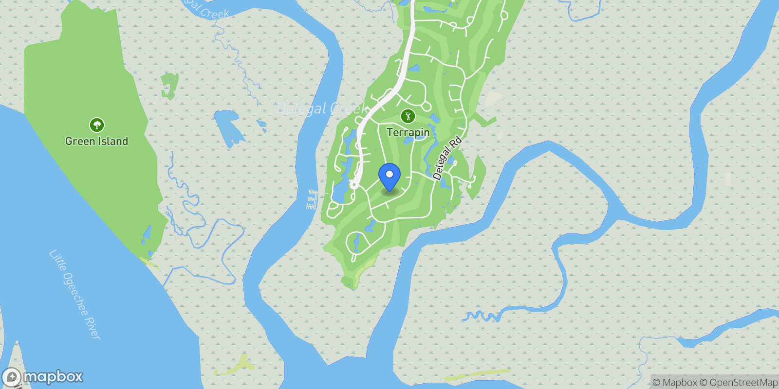 Map showing 21 Rookery Road, Savannah, Georgia, United States.