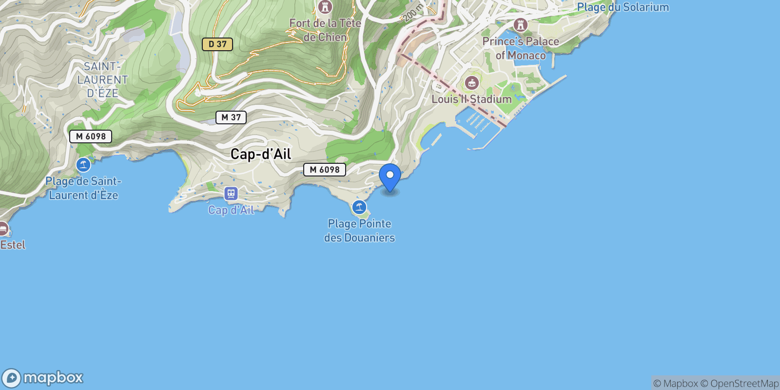 Map showing Cap-d'Ail, Provence-Alpes-Côte d'Azur, France.