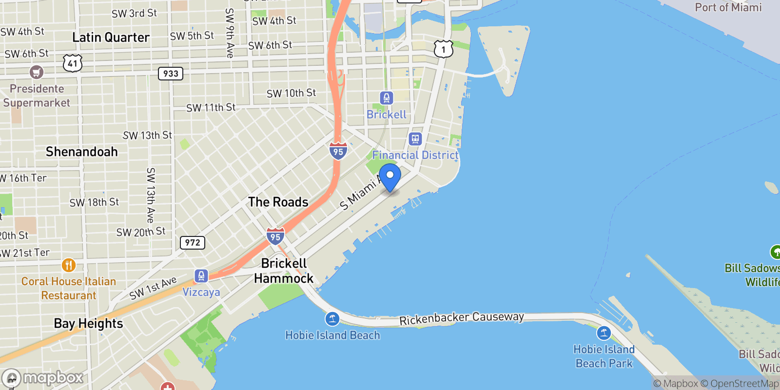 Map showing 1643 Brickell Ave 4102, Miami, Florida, United States.