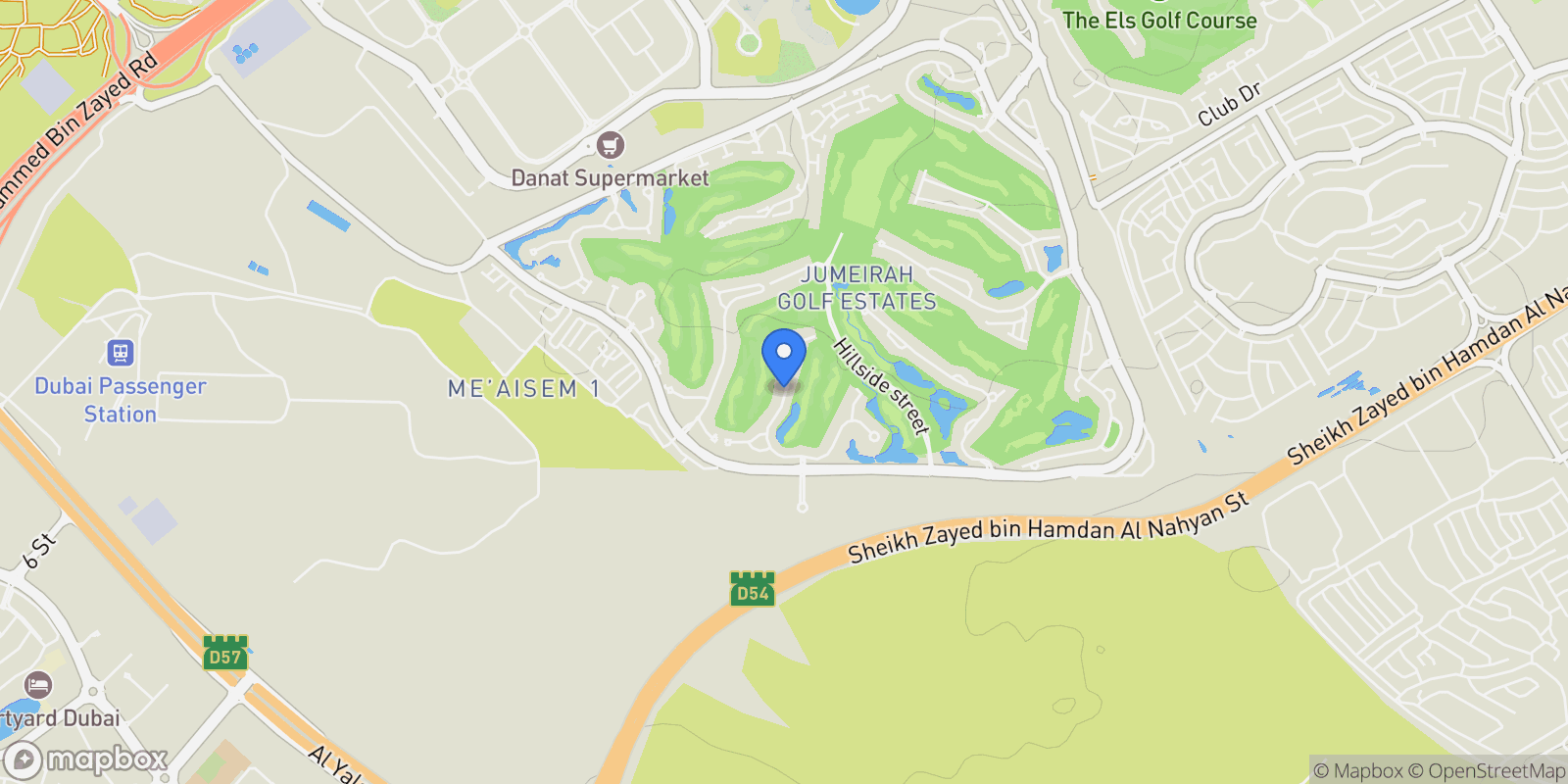 Map showing Dubai - Jumeirah Golf Estates - Earth - Lime Tree Valley, Dubai, Dubai, United Arab Emirates.