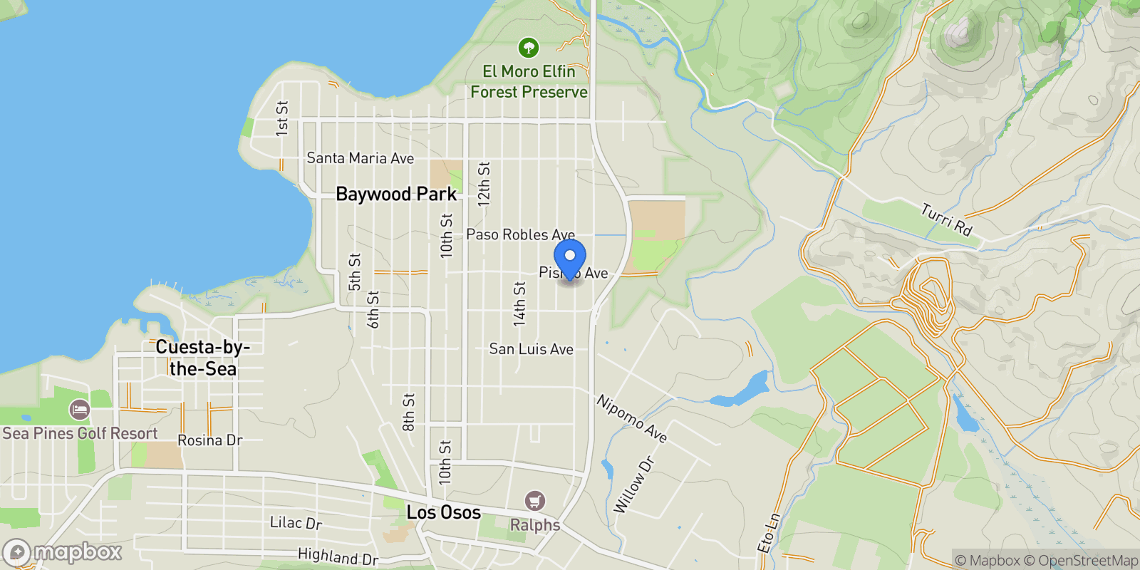 Map showing 1631 17th Street, Los Osos, CA 93402, Baywood-Los Osos, California, United States.