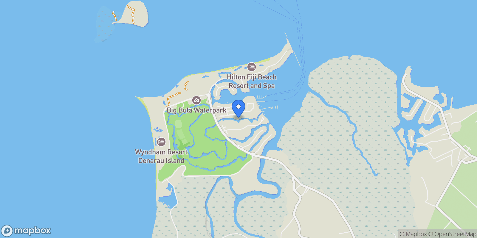 Map showing Denarau Island, Western Division, Fiji.