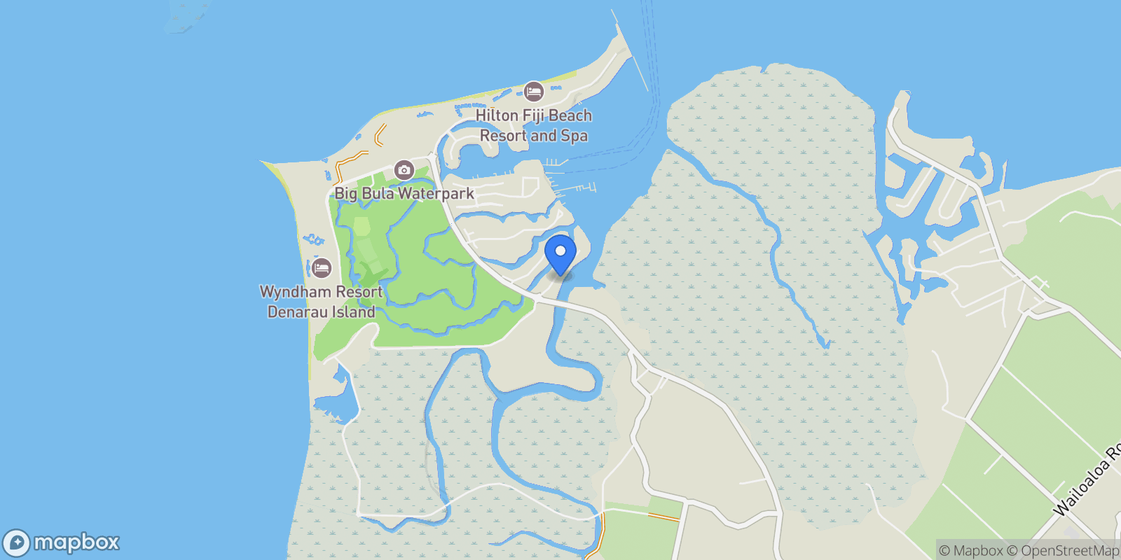 Map showing Denarau Island, Western Division, Fiji.