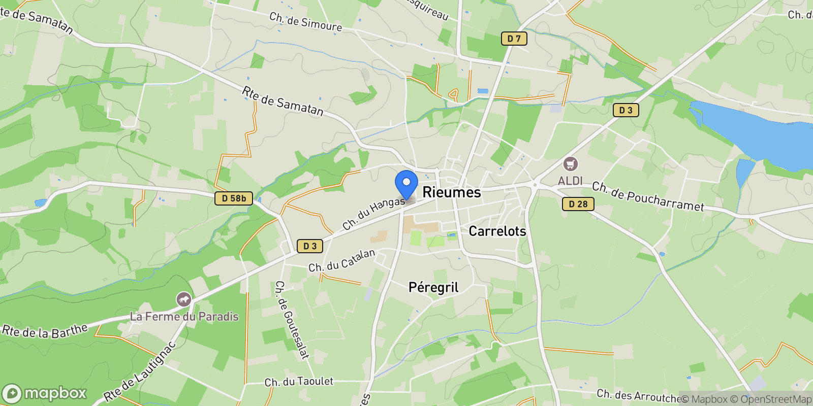 Map showing Rieumes, Occitanie, France.