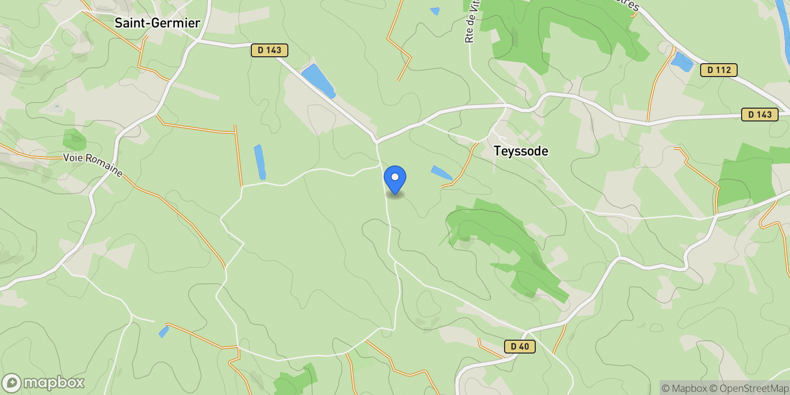 Map showing Teyssode, Occitanie, France.