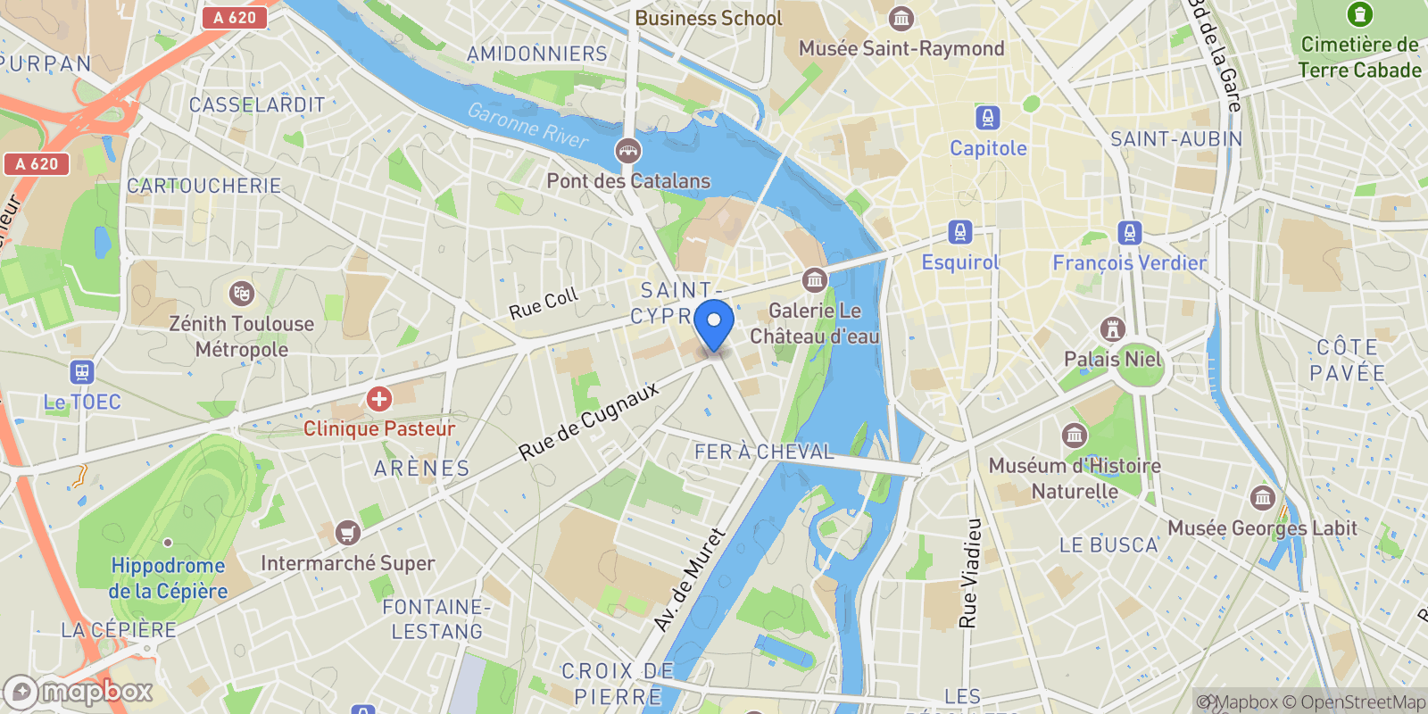 Map showing Toulouse, Occitanie, France.