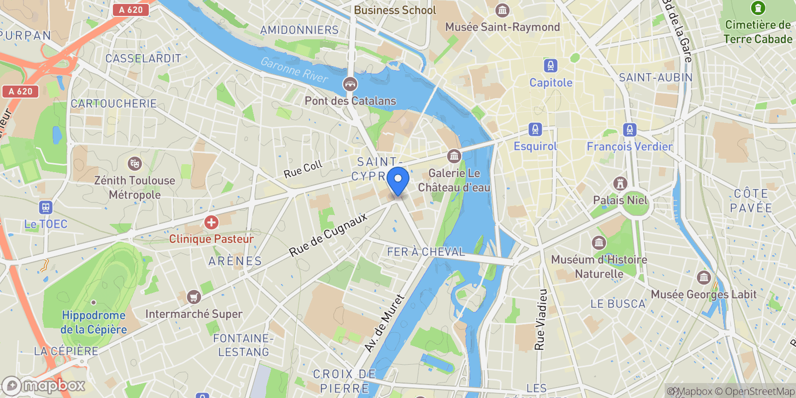 Map showing Toulouse, Occitanie, France.