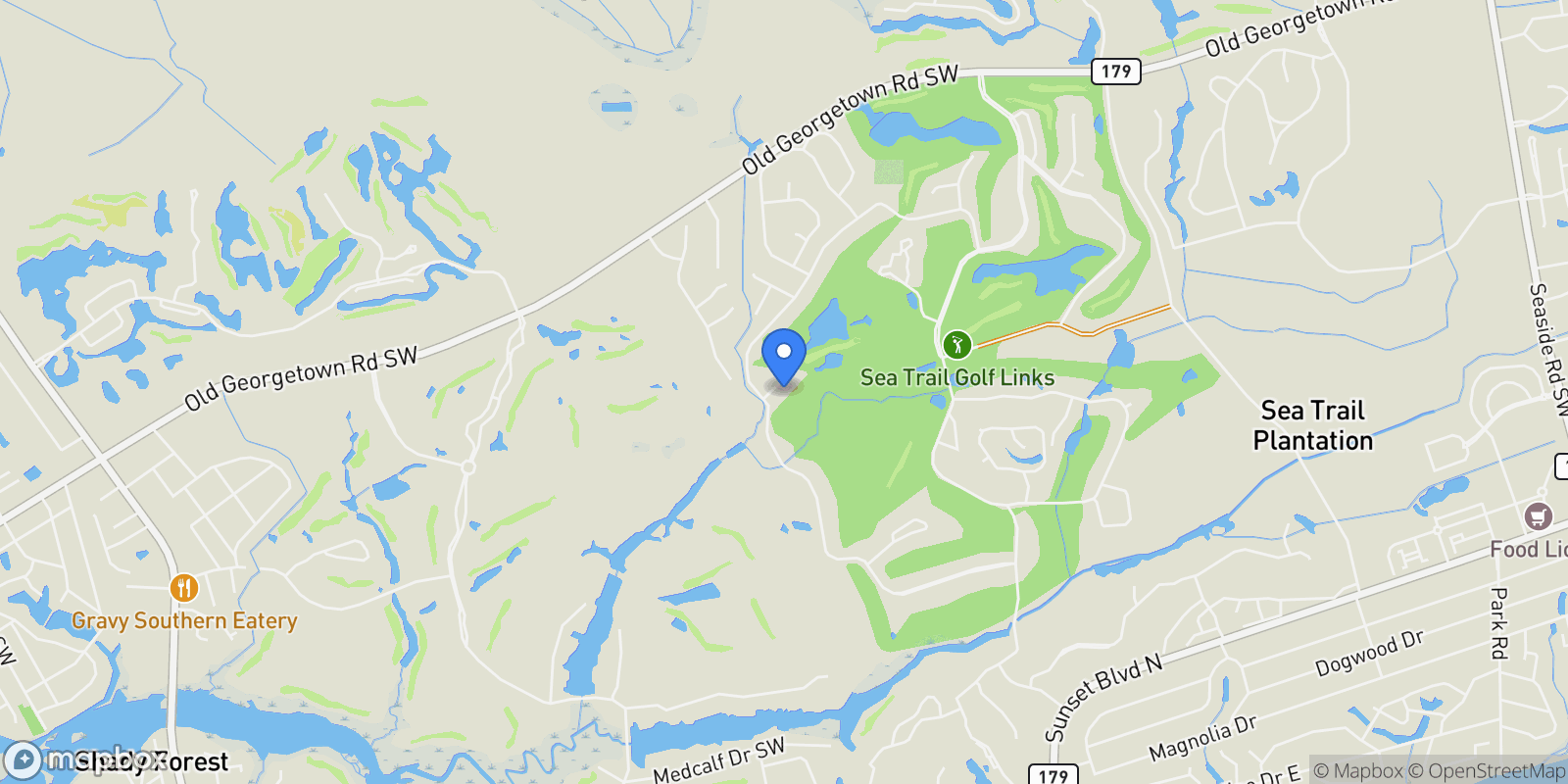 Map showing 202 Jones Byrd Court, Sunset Beach, North Carolina, United States.