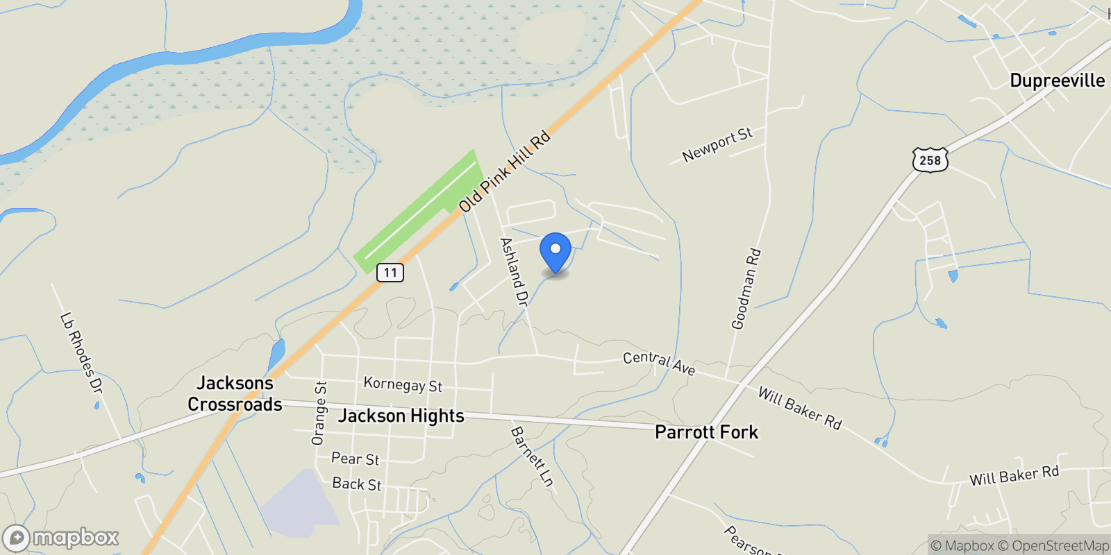 Map showing 263 Ashland Drive, Kinston, North Carolina, United States.