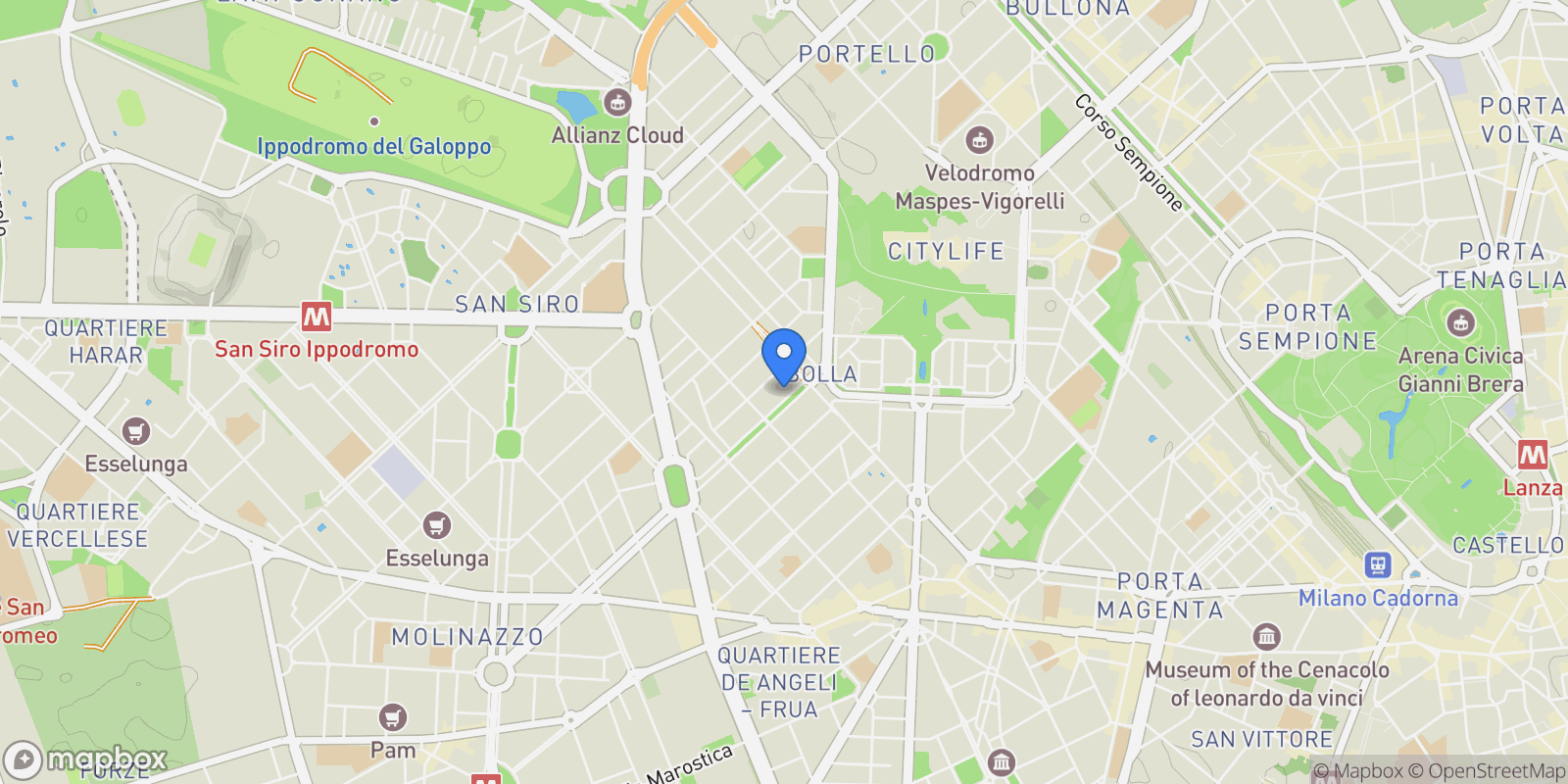 Map showing Via Domenichino, 12, 20149 Milano MI, Italy, Milan, Lombardy, Italy.