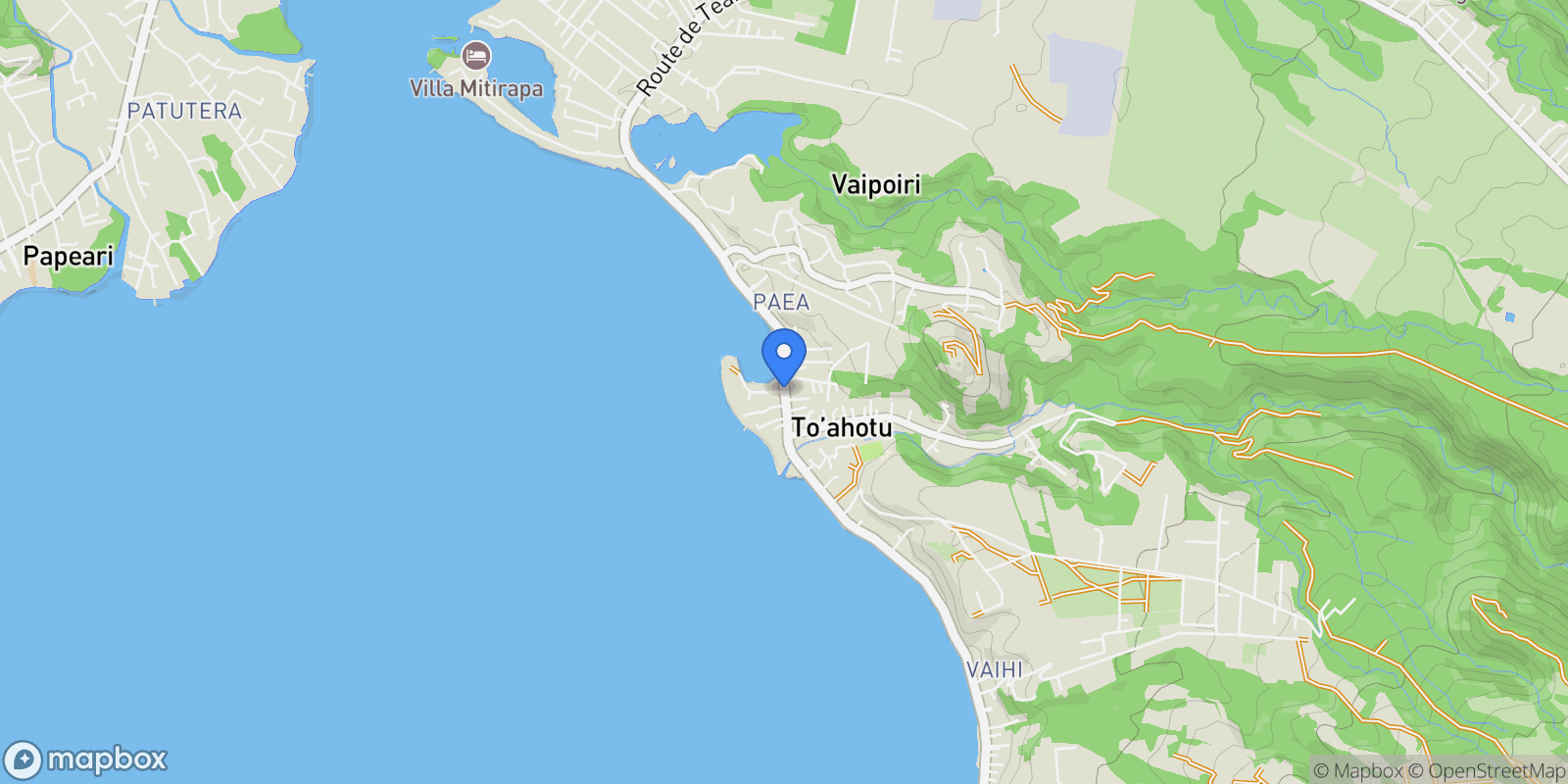 Map showing Toahotu, Toahotu, Taiarapu-Ouest, Windward Islands, French Polynesia.