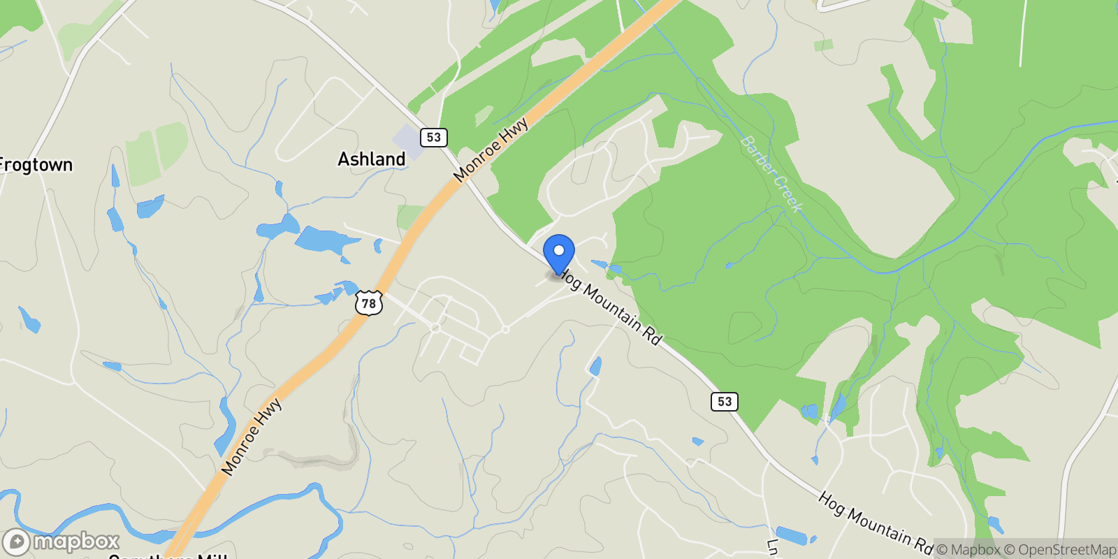Map showing 1145 Summerfield Lane, Watkinsville, Georgia, United States.