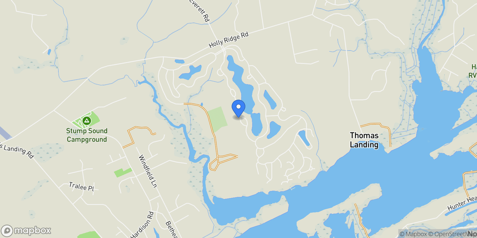 Map showing 500 Boneset Park Trail, Holly Ridge, North Carolina, United States.