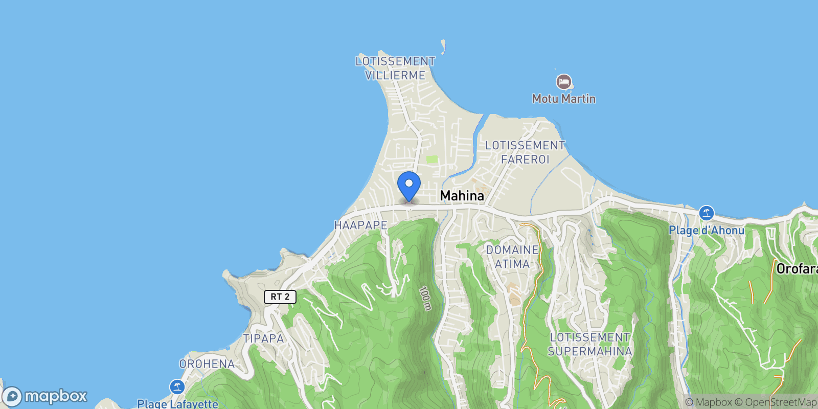Map showing Mahina, Mahina, Māhina, Windward Islands, French Polynesia.