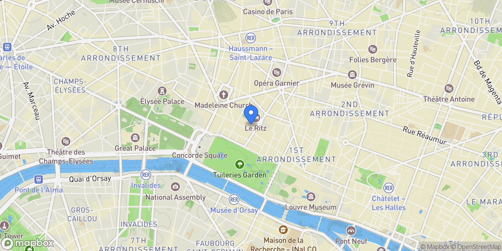 Map showing Paris, Île-de-France, France.