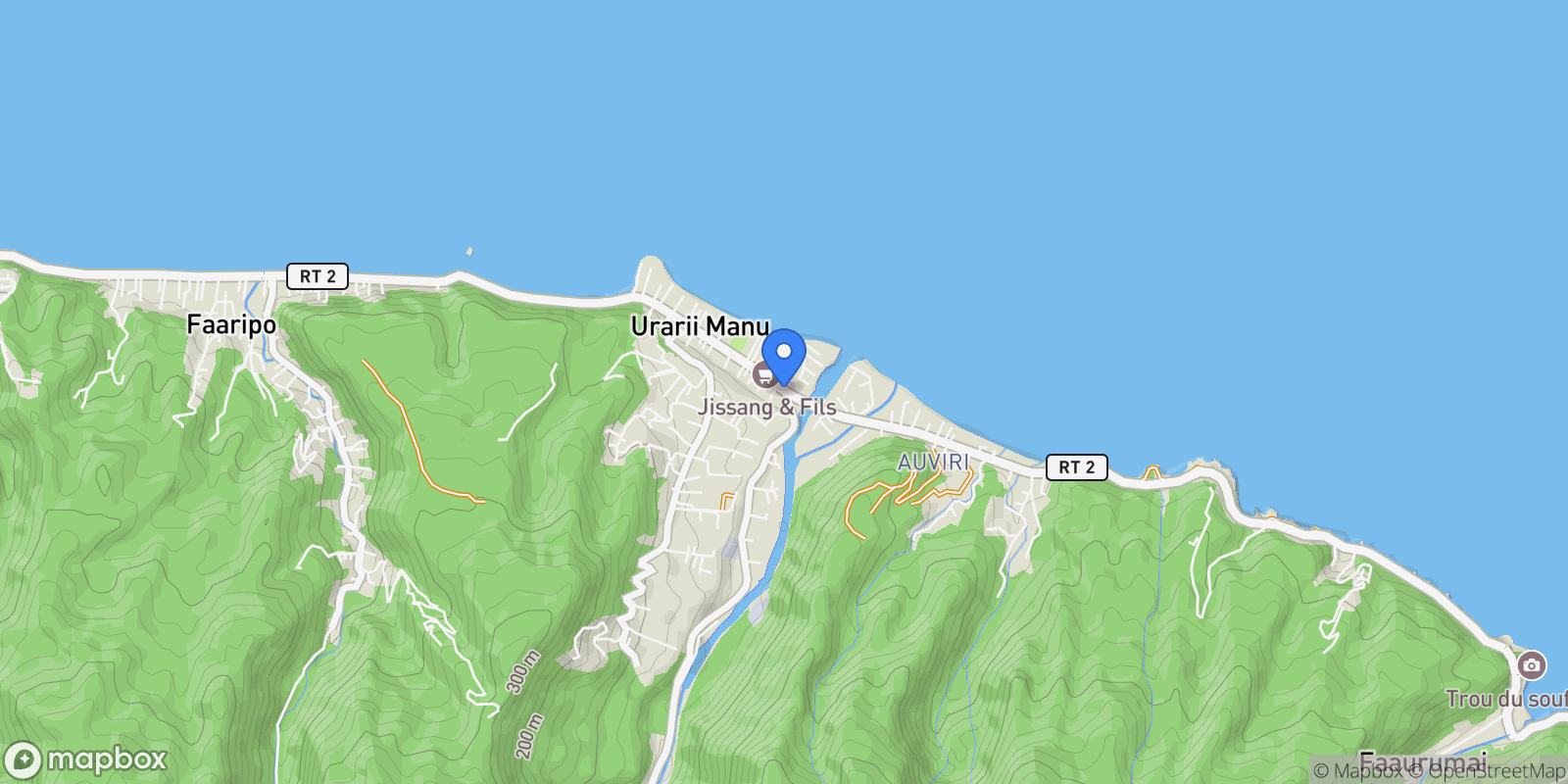 Map showing Papenoo, Papenoo, Hitiaa O Te Ra, Windward Islands, French Polynesia.
