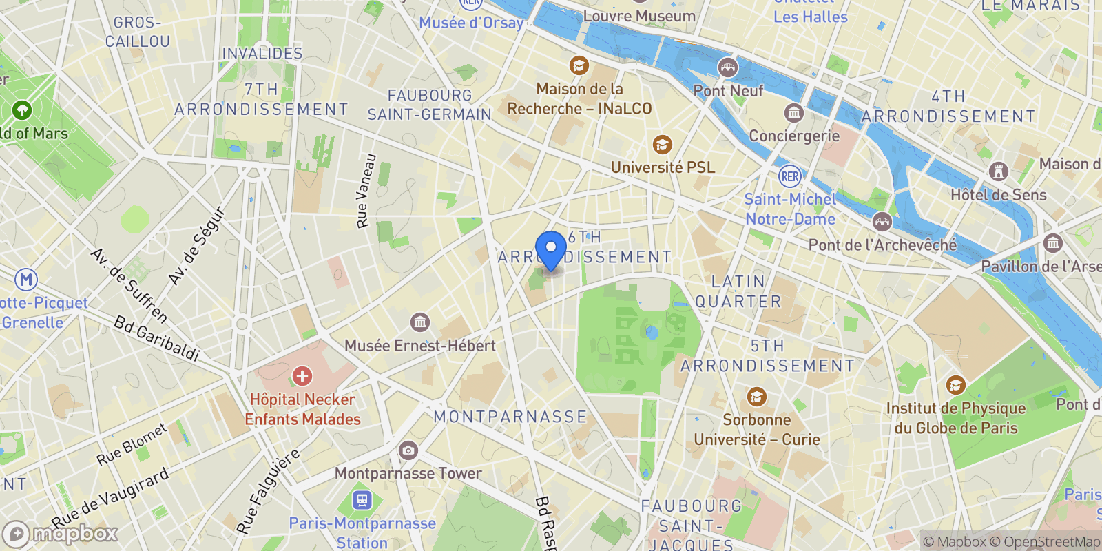 Map showing Paris, Île-de-France, France.