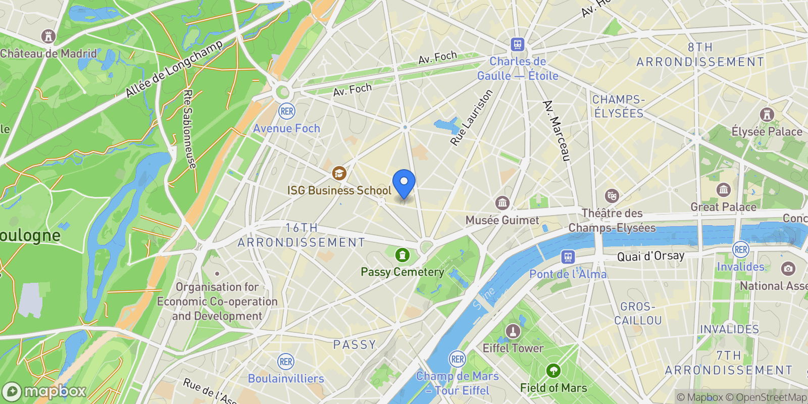 Map showing Paris, Île-de-France, France.