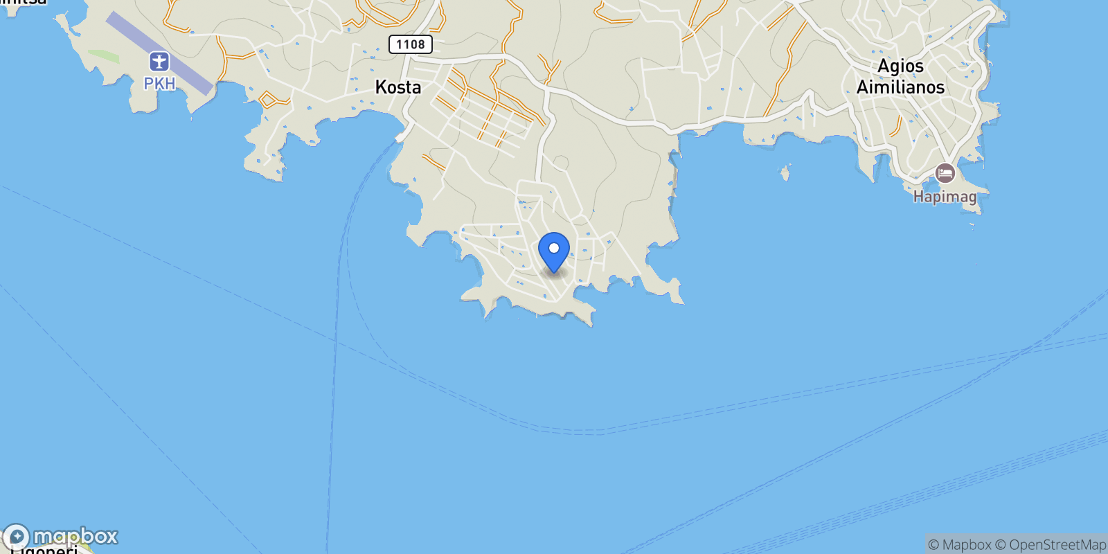 Map showing Koinotita Portoxeliou, Kranidi, Greece.